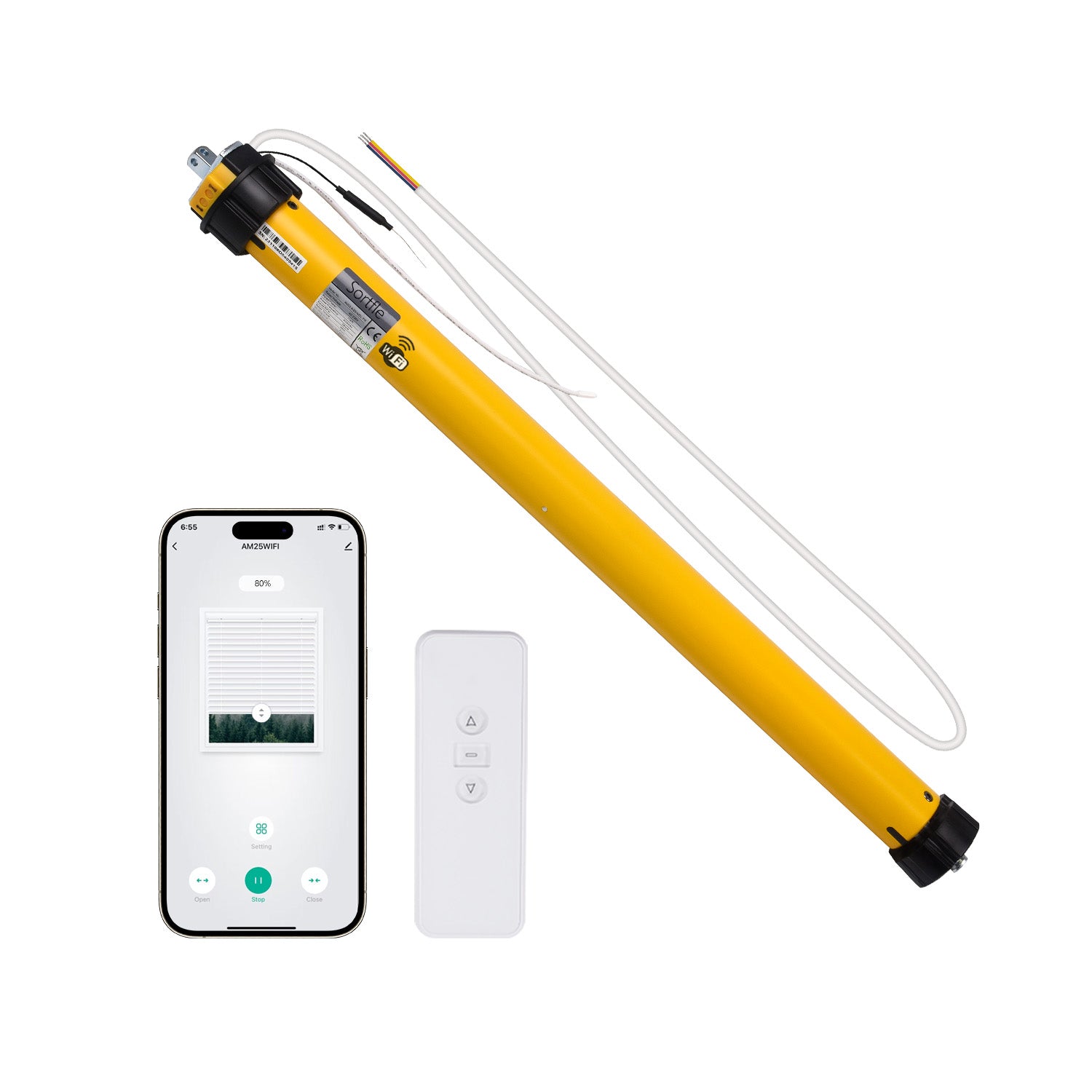 Rollerhouses AM35-6/28-MEL-PW WiFi Awnings Tubular Motor for 1.75-2 Inches (50-63mm) Tubes, AC120V Power Supply.
