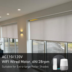 Rollerhouses AM35-6/28-MEL-PW WiFi Awnings Tubular Motor for 1.75-2 Inches (50-63mm) Tubes, AC120V Power Supply.