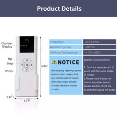 AC114-02 RF 433.92 Control inalámbrico, controlador de persianas de 2 canales para persianas y cortinas enrollables motorizadas