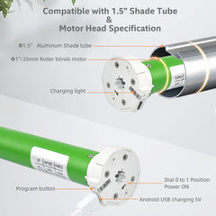 Rechargeable Roller Shades Motor Kit Wireless RF Controller.