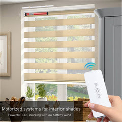 EYB25 12V DC Volt AA Reloadable Tube/Wand Battery Powered Roller Shade Motor with Remote Control for Motorized Shades - Power Blinds & Shades.