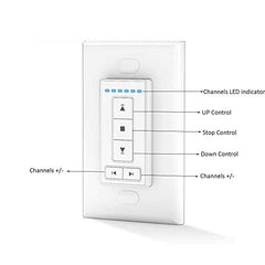 6 Channel AC135-06 RF Wireless Wall Switch, Radio Wall Type Emitter, White.