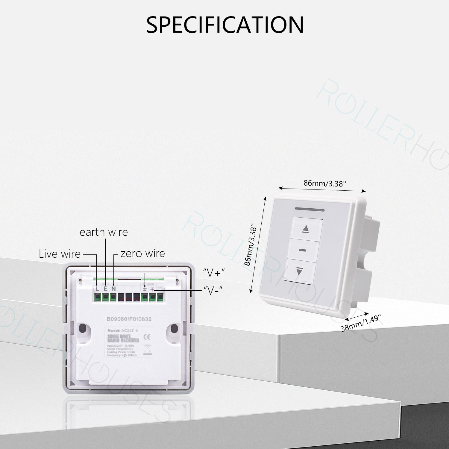24V Motor Controller: AC227 DC Motor Radio Receiver Wall Mounted Receiver Output 24V DC/4.5A for Tubular Motor.