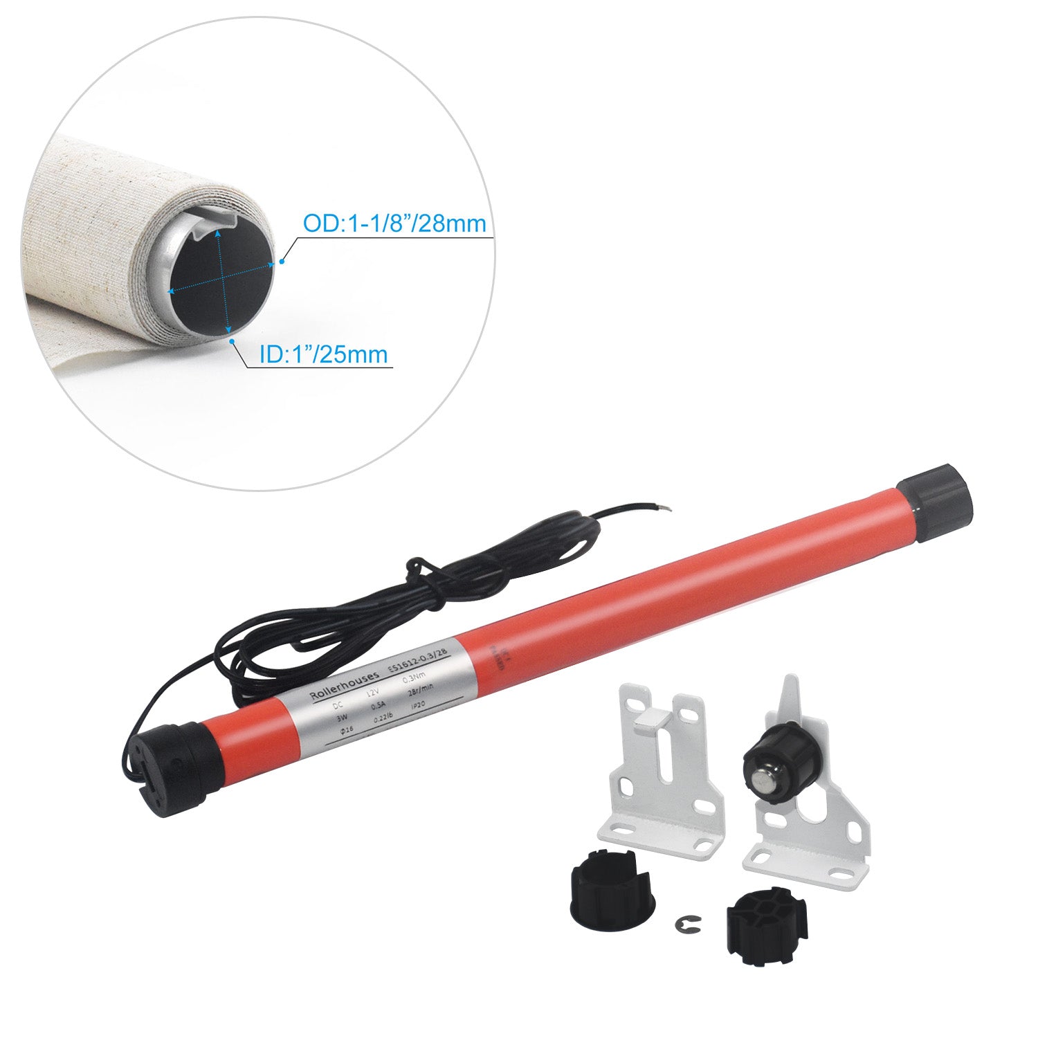 DC 12V Switch Control 28mm Roller Tube
