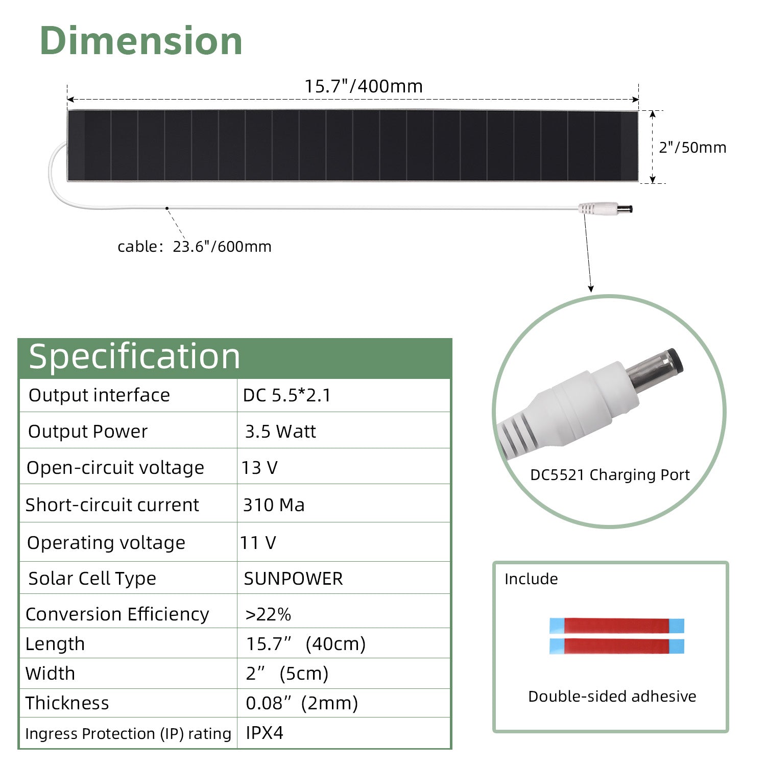 8.4V blinds solar panle DC5521