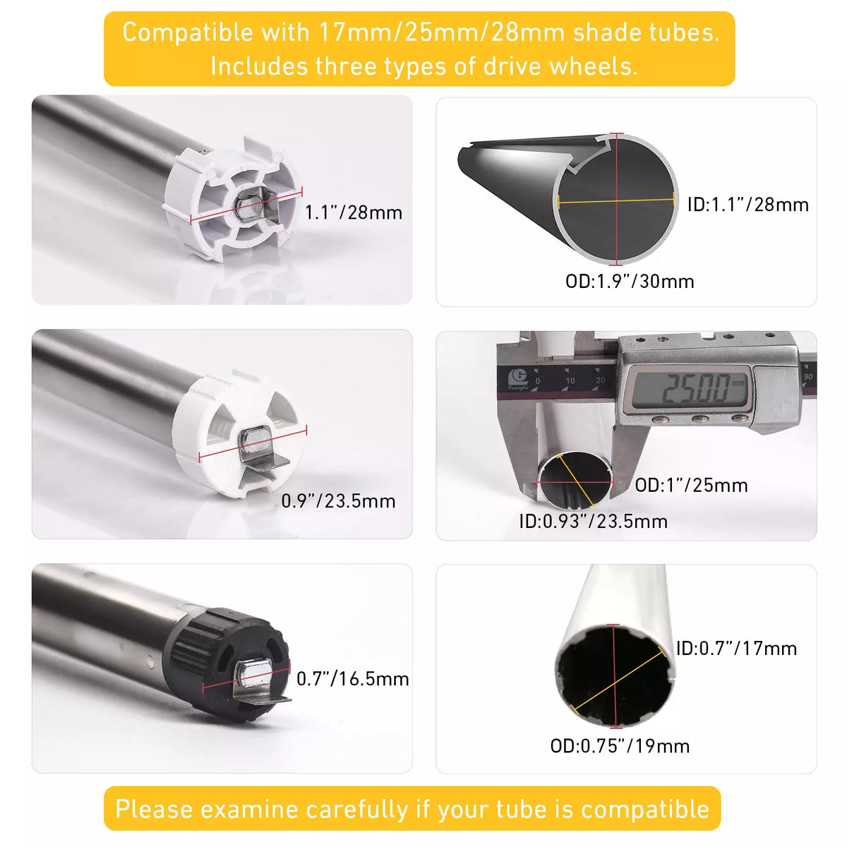 AM15-03/35-ES-E Roller Blinds Motor for 17mm/25mm/28mm Motorized Roller Shade Tube, Work With Mini Smart Blinds