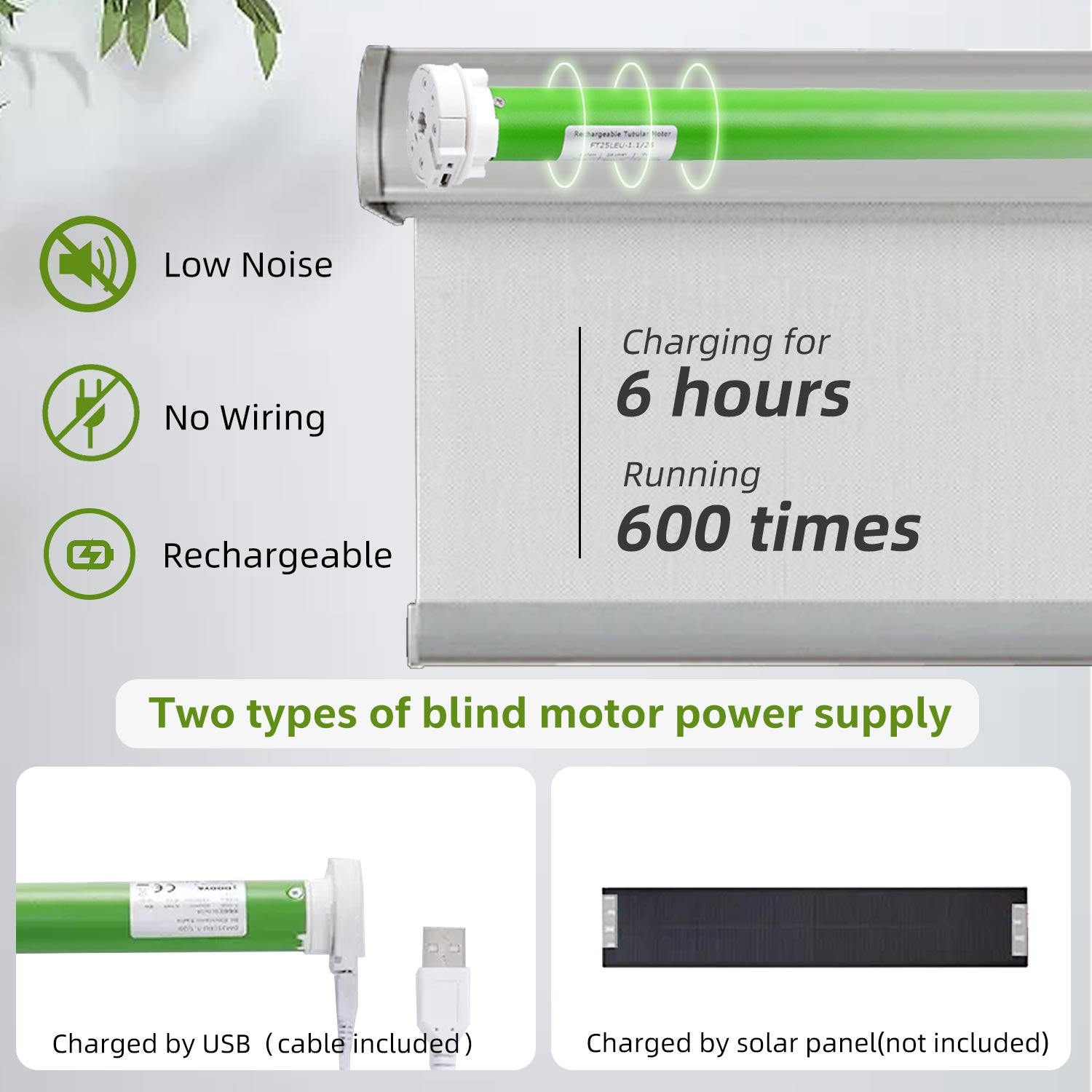 Rechargeable Roller Shades Motor Kit Wireless RF Controller.