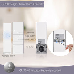 Replacement Remote control 1 channel #DC1600 for Electric Roller Blinds and Shades.