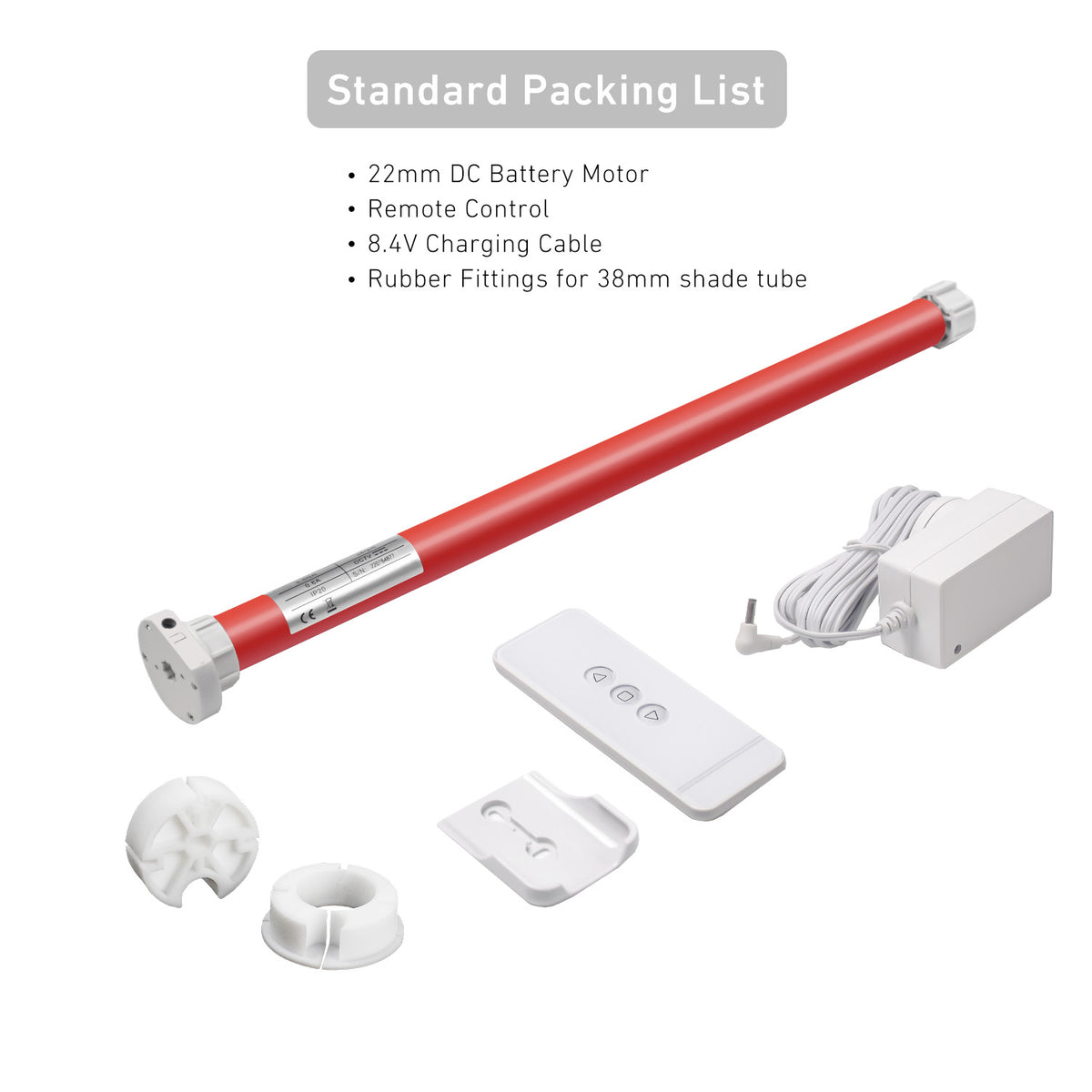 Coolaroo Roller Shade Motor，for Coolaroo Outdoor Shades Fit 38mm Shade Tube, Rechargeable Battery Powered Motor Kit with Controller