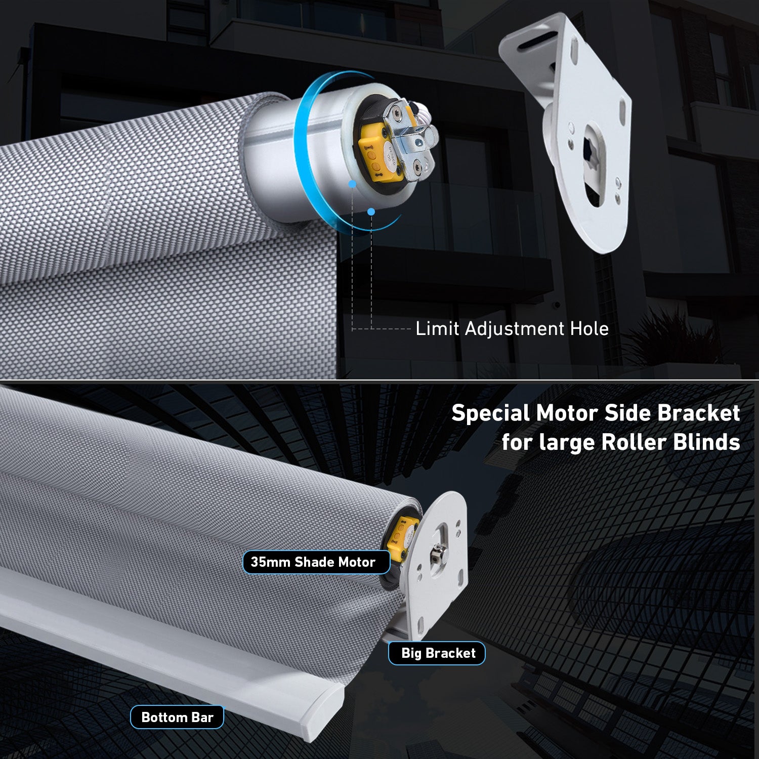 Rollerhouses AM35-6/28-MEL-PW WiFi Awnings Tubular Motor for 1.75-2 Inches (50-63mm) Tubes, AC120V Power Supply.