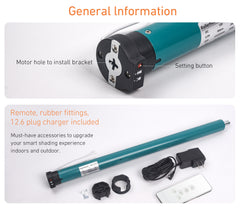 Rollerhouses ERB35 | 2"(50mm) Rechargeable Roller Shade Motor Kit,Remote control.