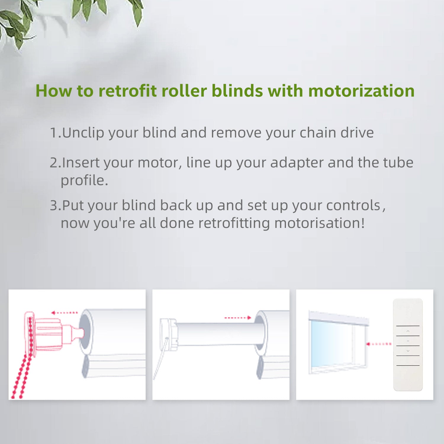 Rechargeable Roller Shades Motor Kit Wireless RF Controller.