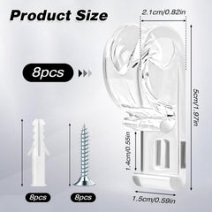 Clear Curtain Cord Hooks - 8 Pack Crystal Positioning Clips for Blinds & Shades (50mm)