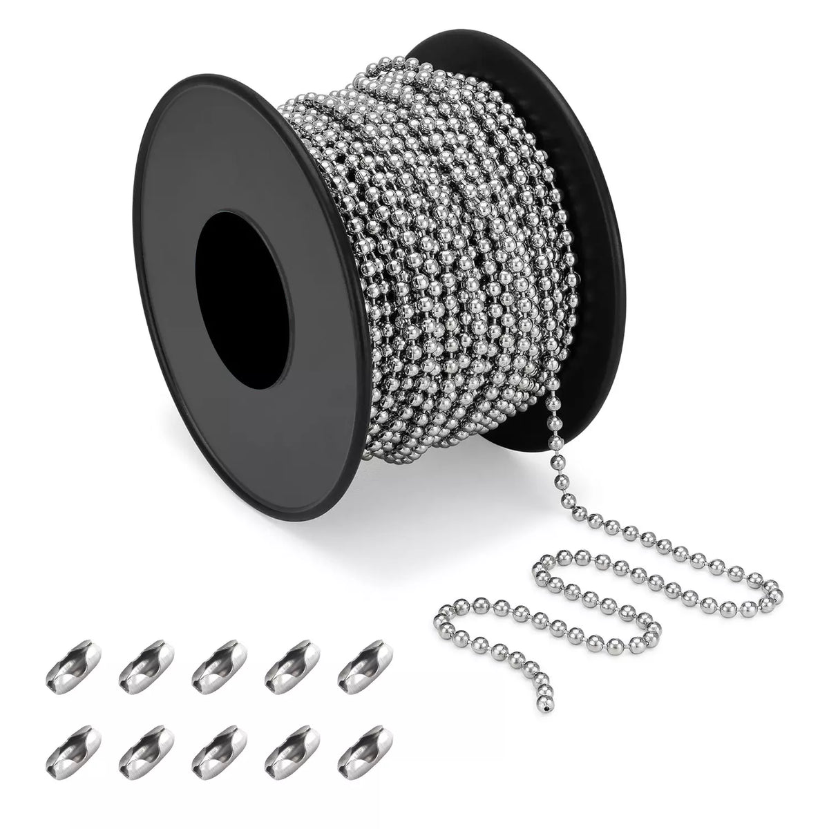 Kugelkette aus Edelstahl 304 für Jalousien und Rollos mit 10 Verbindungsstücken, 9,7 m lang, zum Reparieren oder Ersetzen einer kaputten Rollokette, ideal für vertikale Jalousien, Sanitärinstallationen und andere Heimwerkeranwendungen