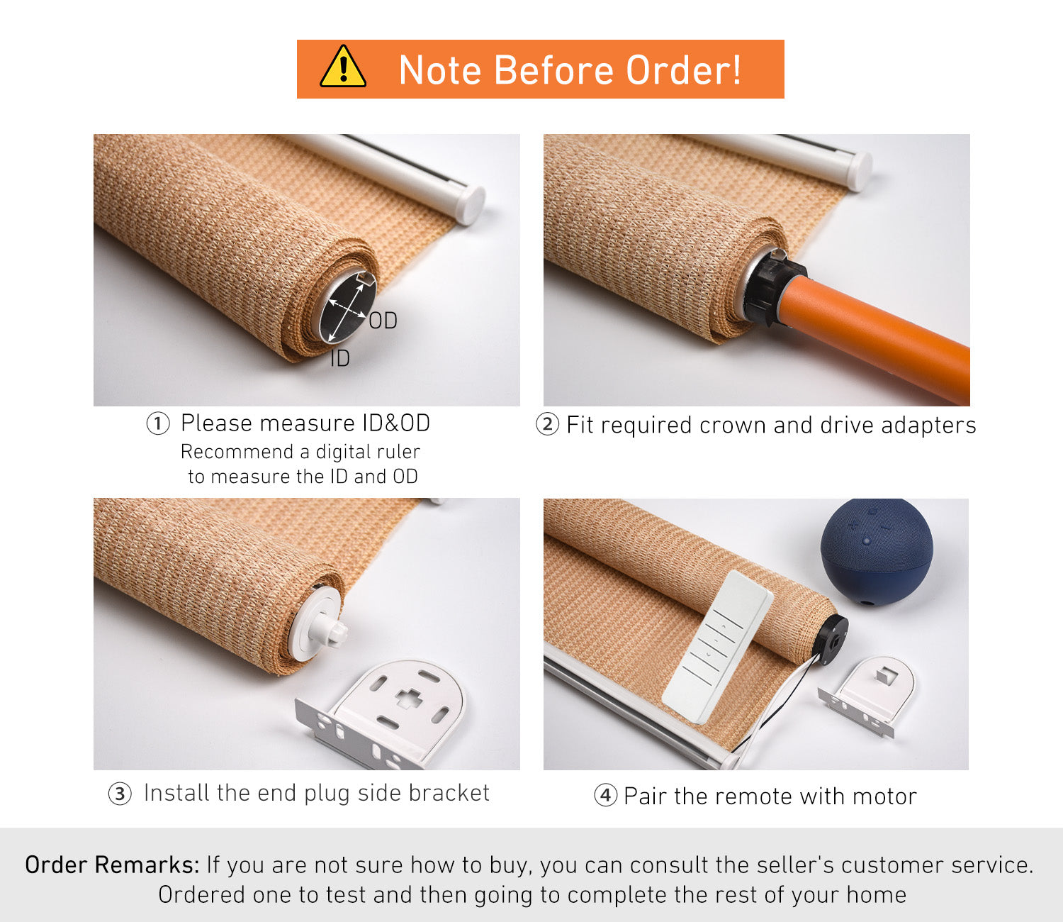 110V/120V Tuya WiFi 35mm Roller Blinds Motor Wired, 6N 20rpm, Smart Google Alexa APP Electric Remote Control Motorized Roller Blinds.