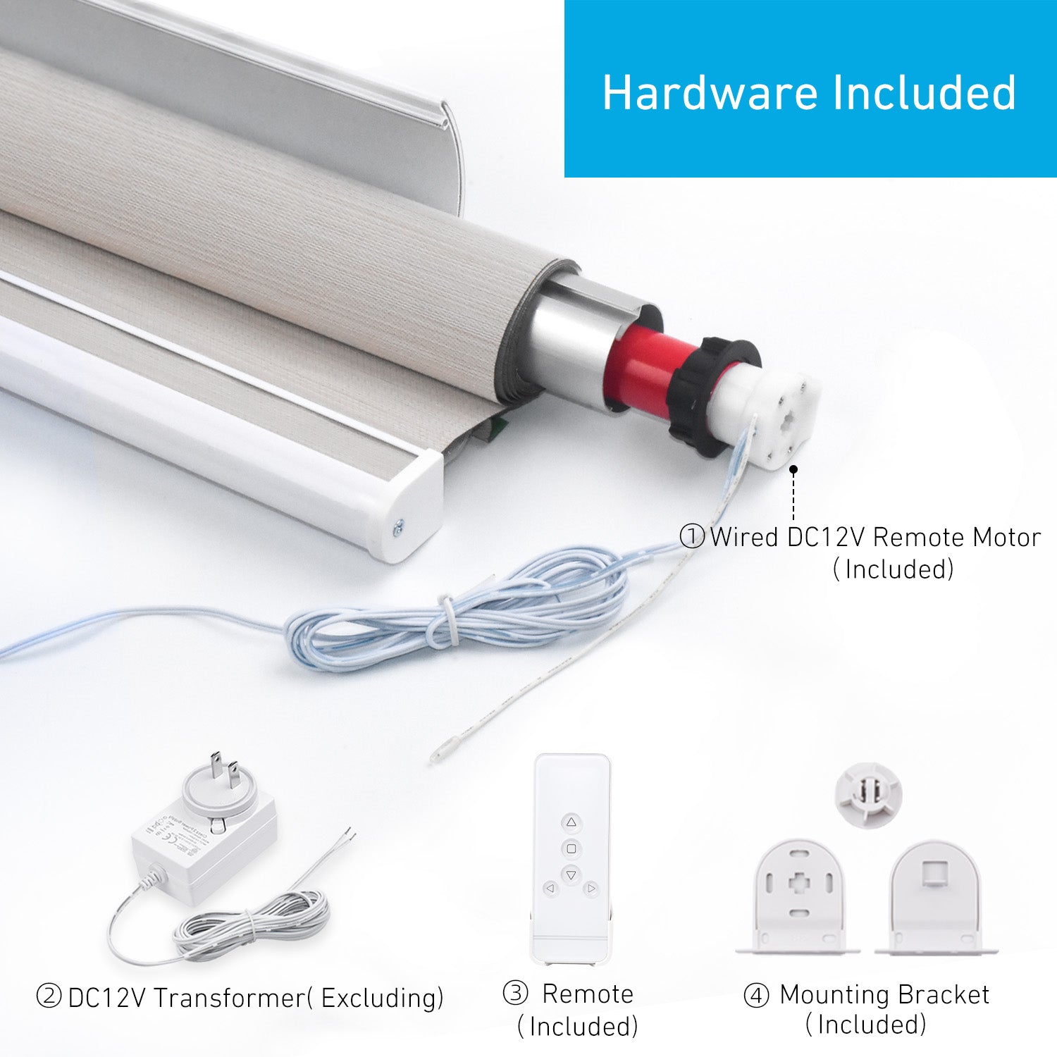 EY2512 DC12V Tubular Motor Electric Blind Motor Remote Control.
