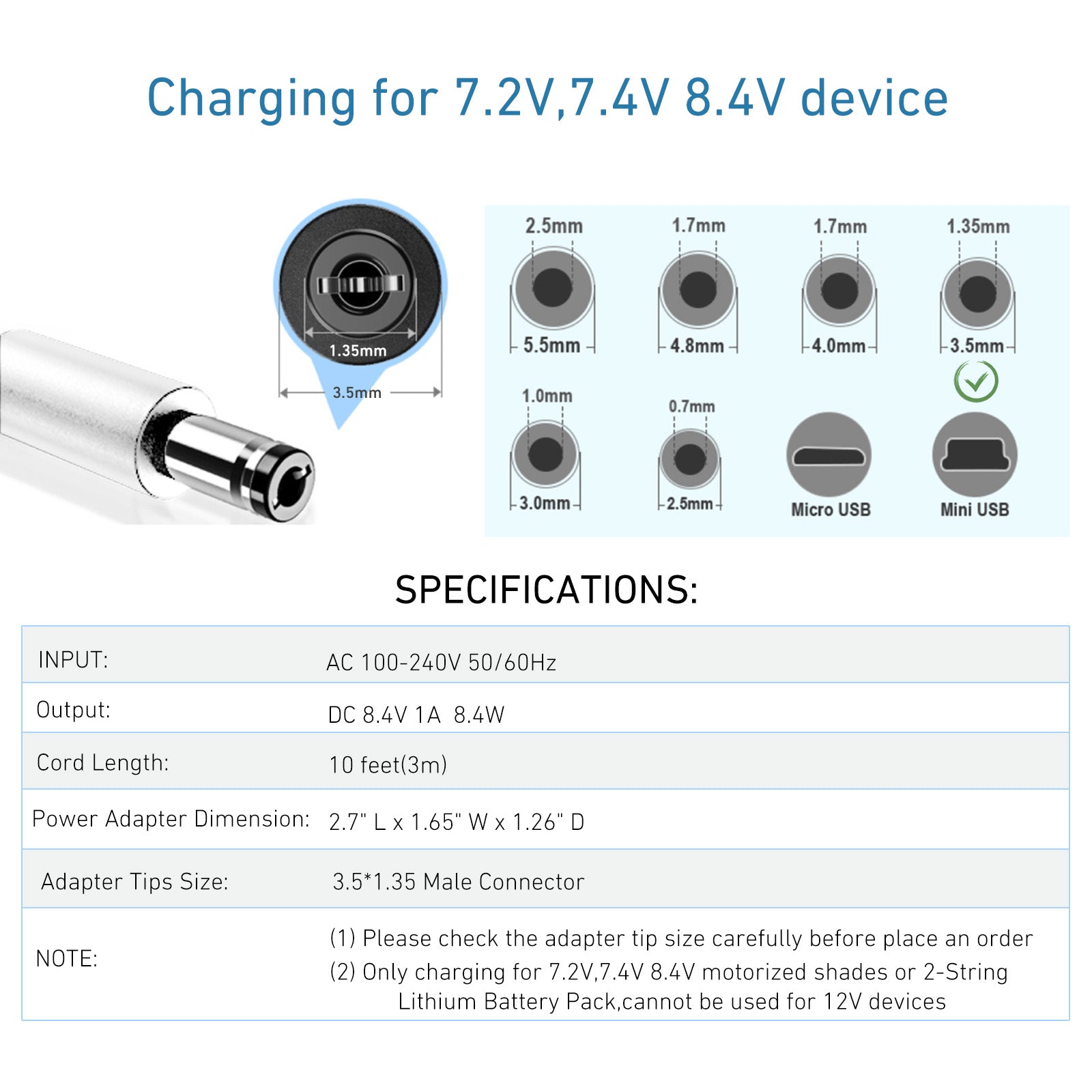 3-5mm 8-4V charger